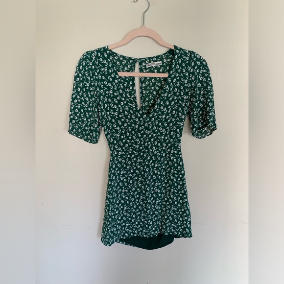 Reformation | Brielle Mini Dress Green Floral | 4 - Picture 4 of 9